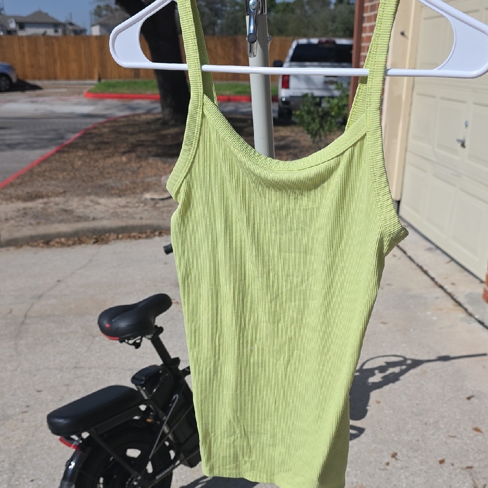 No Boundaries Lime Green Ribbed Tank Top